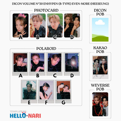 DICON VOLUME N°30 ENHYPEN (B-TYPE) EVEN-MORE Official Photocards