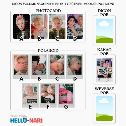 DICON VOLUME N°30 ENHYPEN (B-TYPE) EVEN-MORE Official Photocards