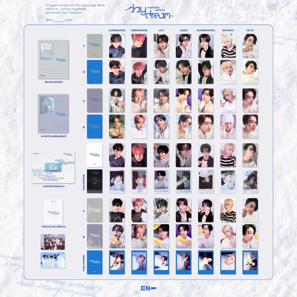 ENHYPEN EN- Romance: Untold -daydream- WeVerse Albums Version Official Photocards